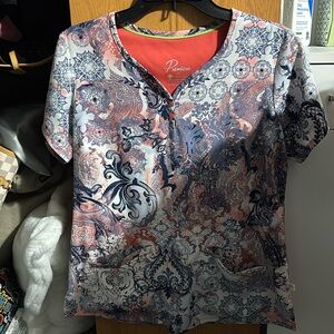 Medium paisley healing hands scrub top